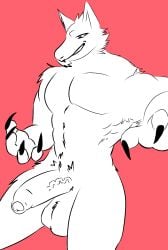 1boy erection gay jackalman male non-human non-human_only penis pose red snout solo thundercats