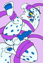 anthro blue cremacat furry hi_res icy_waters_(character) male male_only paws solo surprised_expression tentacle yellow_sclera