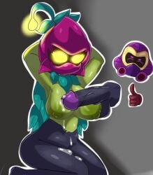 big_breasts black_penis brawl_stars cordelius_(brawl_stars) crizjaibaqueso green_skin lily_(brawl_stars) tagme titjob yellow_eyes