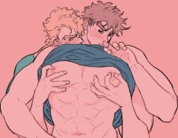 2boys battle_tendency caesar_zeppeli gay jojo's_bizarre_adventure joseph_joestar male male/male male_nipples male_only muscular_male yaoi