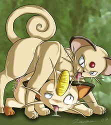 2007 color fur furry interspecies male male_only meowth nudity penis persian pokemon zanthia