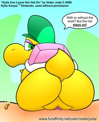 1girls 2008 ass cap eyeshadow female green_eyes koopa koopa_troopa kylie_koopa looking_back_at_viewer mario_(series) mario_and_luigi_(series) nintendo open_mouth pussy shell smooth_skin tail veder_juda