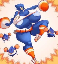 1girls anthro big_breasts bird busty_bird cheerleader cheerleader_uniform huge_breasts hyper_breasts jaeh thick_thighs