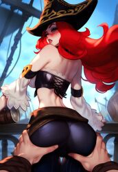 ai_generated ass_grab female from_below groping league_of_legends miss_fortune pirate pov pumpkinseed tight_clothing