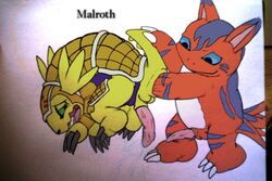 armadillomon color digimon elecmon interspecies male male_only multiple_males yaoi