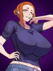 1girls big_breasts breasts brown_eyes brown_hair busty cell_(artist) curvaceous curvy curvy_body curvy_female curvy_figure female huge_breasts kaii_to_otome_to_kamikakushi large_breasts mole mole_under_eye short_eyebrows small_eyebrows sumireko_ogawa voluptuous