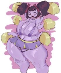 1girls big_breasts blush blushing breasts cheerleader cheerleader_outfit cheerleader_uniform chubby chubby_female female female_focus female_only hips koco_gi monster monster_girl muffet pompoms skirt solo solo_female solo_focus thick_thighs thighs undertale video_game_character wide_hips