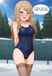 2d ai_generated balloon comic pokemon pokemon_xy serena_(pokemon) serena_(pokemon_games) shiroppo snow swimsui swimwear winter