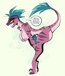 1girls anthro bending_over big_breasts breasts dinosaur female female_only furry herny huge_breasts large_breasts nipples nude original solo speech_bubble tagme talking_to_viewer text