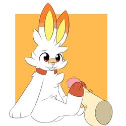 1boy 2019 3_toes ambiguous_gender blush buckteeth disembodied_penis erection faceless_male feet feral foot_fetish footjob fur furry hindpaw human interspecies lagomorph large_penis male male_pov mammal nintendo paws penis pokémon_(species) pokemon pokemon_ss pov rockii scorbunny simple_background sitting smile teeth toes trembling video_games