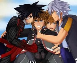 4boys animated artist_request balls_outline black_hair brown_hair clothed_sex erection_under_clothes gay glove kingdom_hearts long_sideburns male male_only masturbation_through_clothing multiple_boys multiple_males no_sound nobody_(kingdom_hearts) pleasure_face riku rubbing sora spiky_hair stroking tagme unversed vanitas ventus video white_hair yaoi
