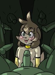 2019 anthro anthro_on_anthro balls canid canine canis domestic_dog eyelashes eyeshadow girly green_eyes hair humanoid_penis makeup male mammal mascara penis percey percey_(character) simple_background