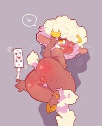 anthro ass blush bovid caprine eyewear female fur glasses hair mammal nipples nude open_mouth paddle paperclip_(artist) pussy sheep solo