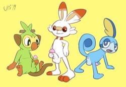 2019 all_fours anthro anus ass backsack balls buckteeth erection fur game_freak grookey group half-closed_eyes humanoid_penis lagomorph looking_at_viewer looking_back male mammal masturbation mutual_masturbation nintendo nude penile_masturbation penis perineum pokémon_(species) pokemon pokemon_ss primate reptile scalie scorbunny sitting sobble spreading standing teeth ultilix video_games yaoi