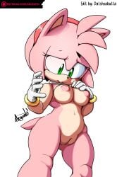 1girls amy_rose argento breasts datsheabutta edit female gloves green_eyes hedgehog nude pink_fur puffy_nipples puffy_pussy pussy red_hairband solo sonic_(series) white_background