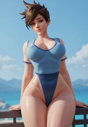 1female 1girls 3d ai_generated big_breasts blizzard_entertainment breasts british brown_eyes brown_hair busty busty_female cleavage clothed curvaceous curvy curvy_body curvy_female curvy_figure ear_piercing female female_focus female_only fremorg highleg highleg_one-piece_swimsuit highleg_swimsuit hip_dips hips hourglass_figure huge_breasts light-skinned_female light_skin looking_at_viewer nipples_bulge one_piece_swimsuit outdoors outside overwatch overwatch_2 pelvic_line pelvic_lines pokies pose shiny_skin short_hair skimpy skimpy_clothes smile solo solo_female stable_diffusion standing swimsuit thick_thighs thighs thong tight_clothing tight_fit tracer voluptuous voluptuous_female white_skin wide_hips