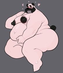 1boy 2024 anthro bara bear belly big_pecs black_nipples blush chubby chubby_anthro chubby_male facial_hair furry gay humanoid kemono large_pectorals male male_breasts male_only man_boobs man_breasts manboobs milkblend muscular muscular_male nipples overweight overweight_anthro overweight_male panda pecs pink_body pink_fur pom_(milkblend) tail thick_ass thick_legs thick_thighs tummy yaoi