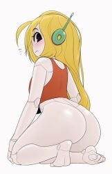 1girls android ass big_ass blonde_hair bottomless cave_story curly_brace feet female female_only keramagath kneeling robot robot_girl