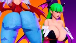 2024 2girls 3d ass ass_envy ass_focus ass_shake big_breasts bottom_heavy bouncing_ass breasts capcom cleavage darkstalkers female female_focus female_only green_eyes green_hair hips huge_ass lilith_aensland long_hair matching_hair/eyes morrigan_aensland music prevence sound succubi succubus synced_to_music tagme thick_thighs thighs top_heavy twerking video wide_hips wings wings_on_head