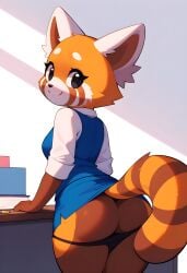 aggressive_retsuko aggretsuko ai_generated anthro back_view female furry looking_at_viewer nuken-ai panties_down red_panda retsuko sanrio solo tagme upskirt