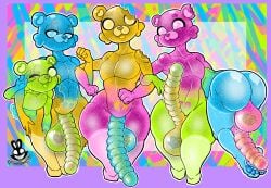 4boys 4femboys absurd_res bear bite_mark bites candy christomwow dessert epic_games femboy food food_creature fortnite genitals group gummi_team_leader gummy_(food) gummy_creature gummy_worm heart_(marking) hi_res living_candy male mammal markings multicolored_body multicolored_genitals pawpads signature tagme unusual_anatomy unusual_genitalia