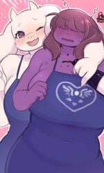 big_breasts breasts cleavage deltarune female furry huge_breasts milf susie_(deltarune) thick_thighs toriel underchikichan undertale wide_hips