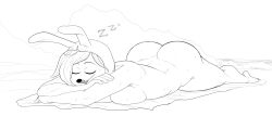 adventure_time adventure_time:_fionna_&_cake ass big_ass breasts fionna_the_human_girl keramagath lying_on_stomach monochrome nude