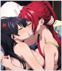 ai_generated akeno_himejima girl_on_girl high_school_dxd lesbian_couple lesbian_kiss lesbian_sex rias_gremory yuri