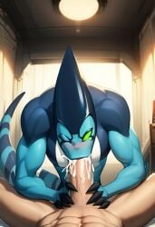 abs ai_generated alien ben_10 biceps big_penis blowjob blush cum_in_mouth deepthroat ejaculation erection fellatio gay green_eyes human human_on_male human_penetrating kineceleran light-skinned_male male male/male male_only muscular muscular_male nude_male pecs penis penis_in_mouth toned_body toned_male twall97 wink winking winking_at_viewer xlr8