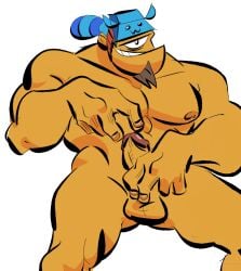 1_eye ammo_baron balls bara boner cyclops erection facial_hair hat male male_only muscles muscular nude one_eye penis posduroo shantae solo solo_male