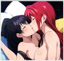 ai_generated akeno_himejima girl_on_girl high_school_dxd lesbian_couple lesbian_kiss lesbian_sex rias_gremory yuri