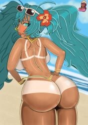 ass blue_hair brazil brazilian brazilian_female brazilian_miku female focus_on_ass hatsune_miku psychoheaven tanline vocaloid