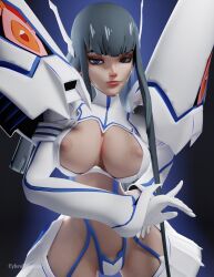 3d big big_breasts blender cybrokrimson kill_la_kill kiryuuin_satsuki nipples no_bra