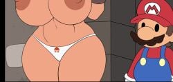 1boy1girl big_breasts breasts goomba goombella hidden_face large_breasts mario mario_(series) mister_axolotl nintendo nipples panties paper_mario:_the_thousand-year_door unfinished