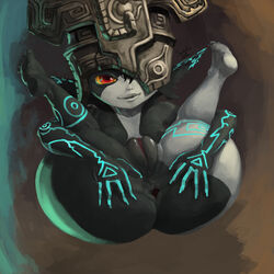 1girls anus ass big_ass feet female female_only half-closed_eyes imp_midna legs_up looking_at_viewer mask midna nintendo nude on_back pose pussy santafire sketch source_request the_legend_of_zelda thick_thighs twilight_princess vagina wide_hips