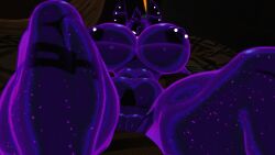 big_breasts ear_piercing laying_down nipple_piercing purple_skin pussy smiler_(the_backrooms) vrchat vrchat_avatar vrchat_model