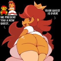 1girls ass bottomless canon_couple female mario mario_(series) mrcbleck nintendo pixel_art princess_peach princess_peach_sprite_redraw_(meme) princess_toadstool super_mario_bros._(nes) tagme