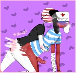 2boys anal_sex countryhumans cum cum_drip fast_sex gay gay_anal gay_domination gay_sex heart_background humping red_body russia_(countryhumans) simple_background slavicwhre united_states_of_america_(countryhumans) ushanka yaoi