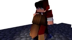 1boy 1girls 3d blowjob blue_eyes brown_hair clothed_sex facefuck fellatio female horny_female human humanoid long_hair male mine-imator minecraft outdoors outside tagme