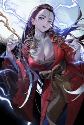 1girl 1girls black_hair black_myth:_wukong chinese_clothes female female_focus female_only kang-jin_star large_breasts long_black_hair long_hair mumei_(artist) only_female solo solo_female solo_focus tagme