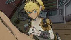 1080p 1080x1920 1920x1080 1boy 3d_(artwork) aigis_(persona) animated blonde_hair blue_eyes cum cum_on_body cum_on_upper_body cumshot ejaculation handjob lazyprocrastinator makoto_yuki no_sound penis persona persona_3 persona_3_reload robot robot_girl short_hair tagme video