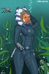 1girls 3boys ahsoka_tano artist_name artist_signature breast_outline bubbles caption cartoon_network clone_scuba_trooper clone_trooper clone_wars color cptn_xxx diving_gear diving_mask diving_suit female fish jedi jedi_padawan male ocean ocean_background star_wars star_wars:_the_clone_wars the_clone_wars:_season_four togruta underwater