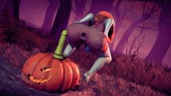 3d 3d_(artwork) 3d_model anal anus ass ass_focus breasts curvy dildo dildo_in_ass forest gaping_anus halloween halloween_costume huge_ass huge_breasts king_of_fighters pumpkin shermie_(kof) spread_anus superdougie thick_thighs voluptuous wide_hips witch_costume witch_hat