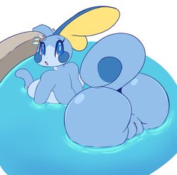 1girls 2019 anthro anthrofied ass big_ass big_breasts breasts female huge_ass huge_breasts kirbot12 looking_at_viewer looking_back nintendo open_mouth pokémon_(species) pokemon pokemon_ss pokemorph pussy reptile scalie simple_background sobble solo text thick_thighs video_games water watermark wide_hips