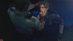 2boys 3d blood blue_eyes clothed clothed_sex cum cum_in_mouth cumshot cumshot_in_mouth ejaculation erection fellatio forced_oral gay gninrom hand_on_head holding_head holding_penis leon_scott_kennedy long_penis looking_at_partner male male_focus male_only marvin_branagh multiple_boys open_mouth oral oral_sex penis police_officer resident_evil resident_evil_2 resident_evil_2_remake source_filmmaker tongue unprofessional_behavior yaoi zombie