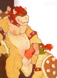 boarred bondage bowser bowser_jr. fellatio furry gay incest male male_only mario_(series) nintendo oral sex video_games