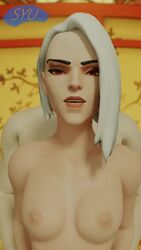 3d animated ashe_(overwatch) blizzard_entertainment breasts duo female looking_at_viewer male no_sound overwatch red_eyes sex straight syu tagme video white_hair