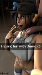 1boy 1girls 3d after_oral cum cum_in_mouth cum_on_face demoman demoman_(team_fortress_2) female female_focus femscout human human_female human_male human_only kongo male picture selfie sex snapchat source_filmmaker straight team_fortress_2 unseen_male_face valve