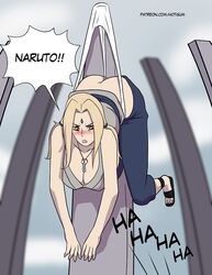 1girls ass ass_cleavage blonde_hair butt_crack cleavage clothes_stuck_on_object curvy female female_only femsub hotgum large_ass naruto panties thick tsunade uzumaki_naruto wedgie