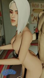 3d animated ashe_(overwatch) blizzard_entertainment breasts duo female male no_sound overwatch red_eyes route_66_(map) straight syu sехual tagme video white_hair